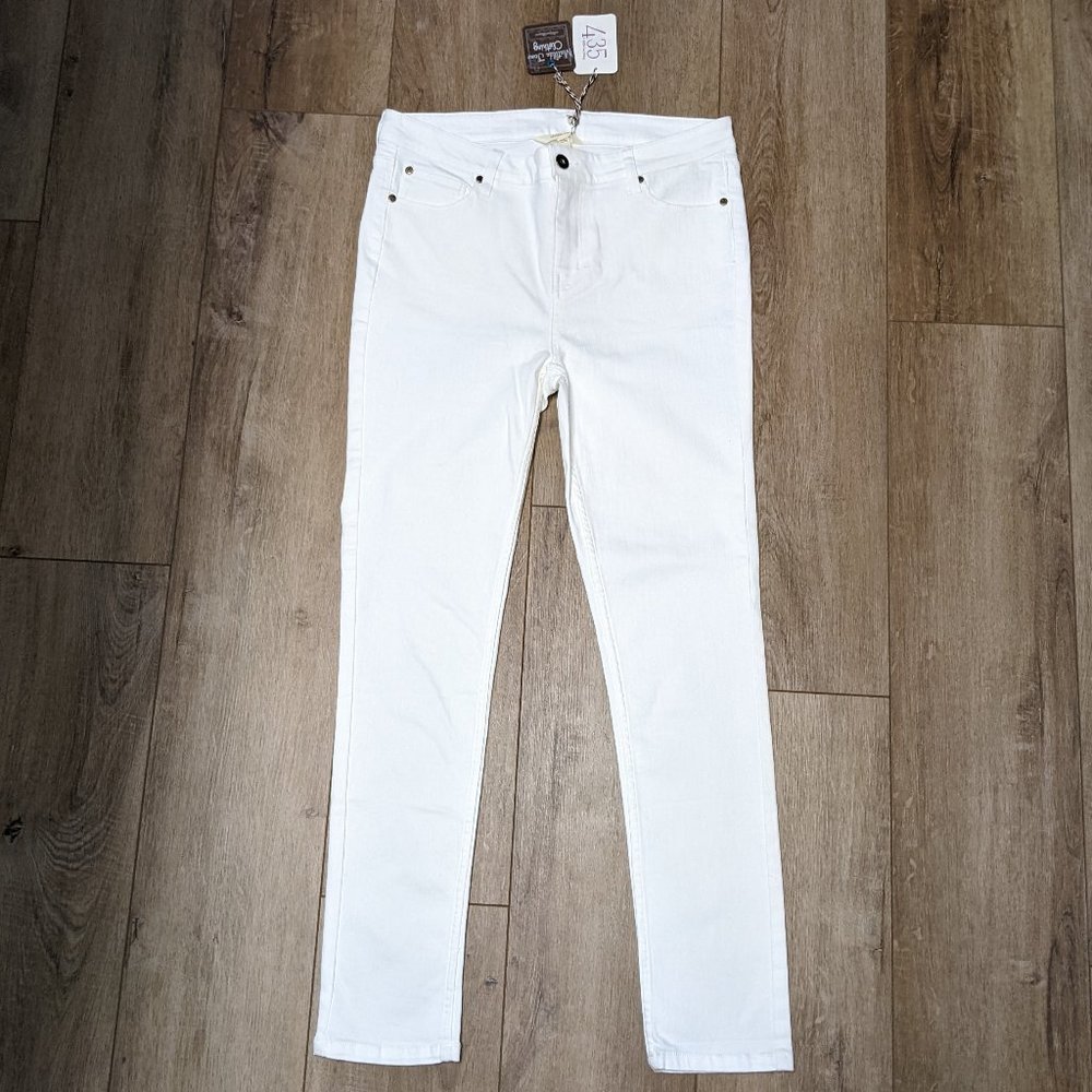 NEW Matilda Jane White Jeans 12 Sweet Caroline Mid Rise Skinny Leg